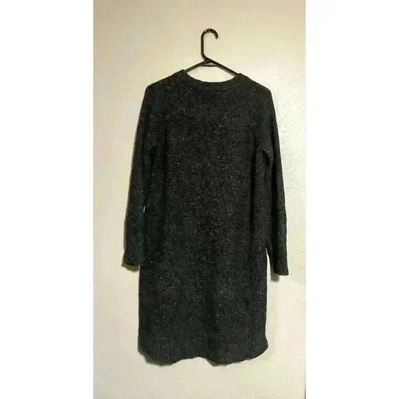 Madewell Wool Blend Curved Hem Donegal Sweater Dress Size S Charcoal Gray - Picture 7 of 9